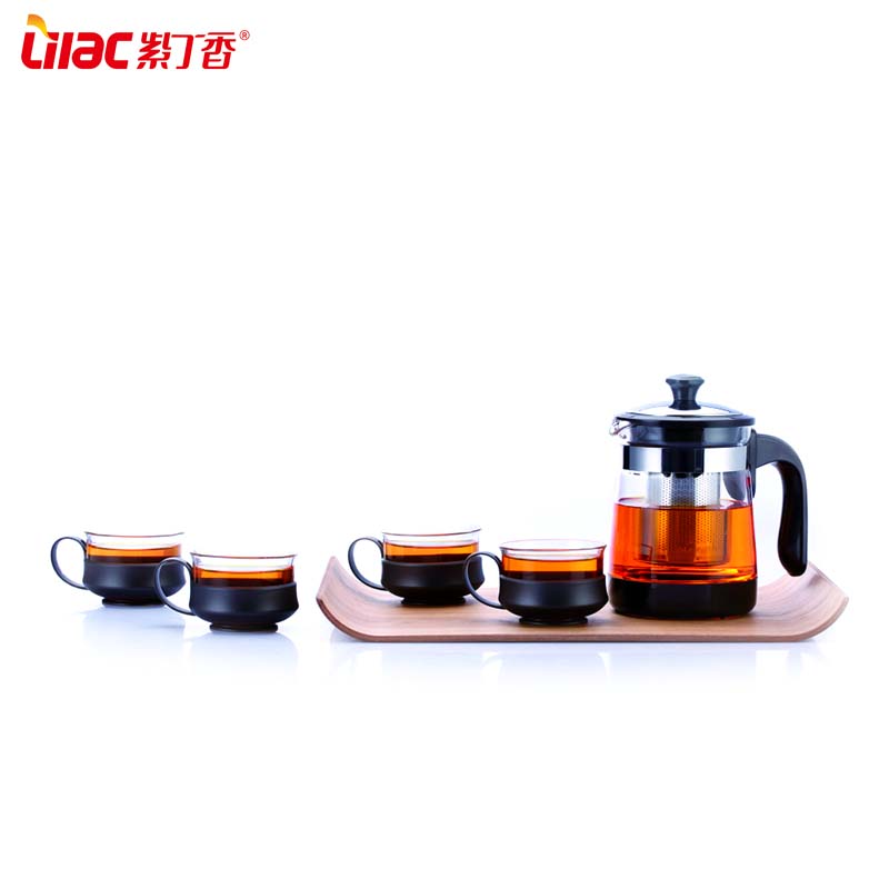 Wonderful gift removable filter borosilicate glass tea pot sets S317