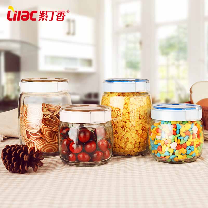 Cheap wholesale kitchen durable glass nuts storage jar with lid silicone storage jar S9900